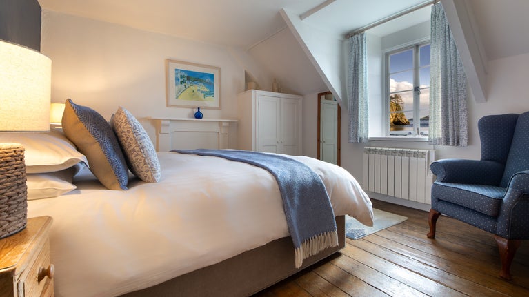 The double bedroom at Durgan Quay Cottage, Cornwall